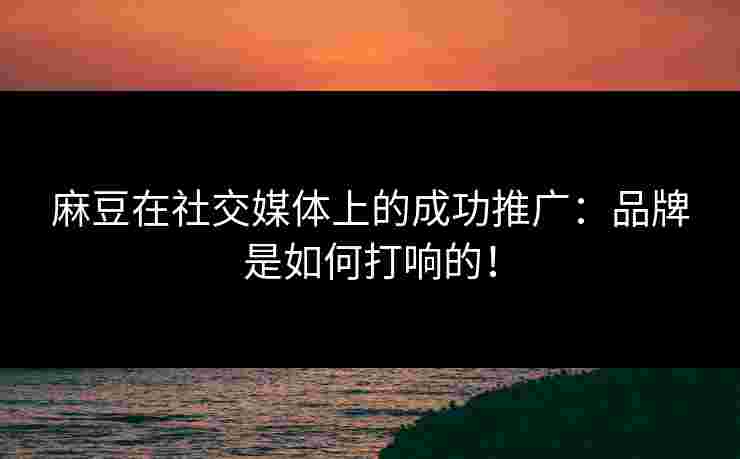麻豆在社交媒体上的成功推广：品牌是如何打响的！